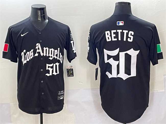 Men's Los Angeles Dodgers #50 Mookie Betts Black Mexico 2025 LA Gothic Style With Fernando Patch Vapor Premier Limited Stitched Jersey,We sell and wholesale Men's Los Angeles Dodgers #50 Mookie Betts Black Mexico 2025 LA Gothic Style With Fernando Patch Vapor Premier Limited Stitched Jersey on line form chian!